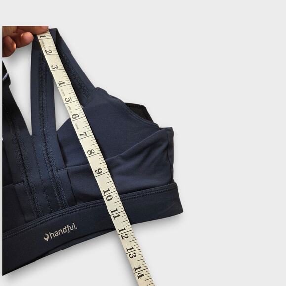 Handful Womens Y-Back Sports Bra Navy Blue S Active Support Gym Workout - Picture 5 of 7